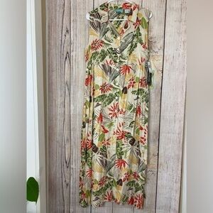 Vintage 90s Womens Bahama Beach Tropical Hawaiian Maxi Dress size Medium